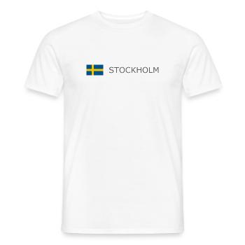 Drapeau de la Suède - Stockholm - Sverige - Schweden - T-shirt homme - blanc - Devant - AI Model Male 178 dark (178cm)