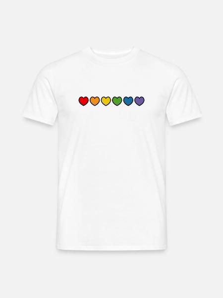 Gay Shirt LGBT Regenbogen herzchen outline schwarz - Männer T-Shirt - Weiß