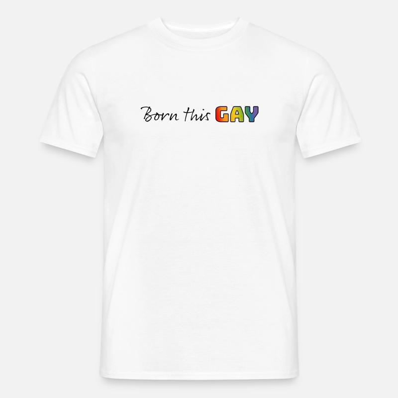 Regenbogen born this gay - Männer T-Shirt - Weiß