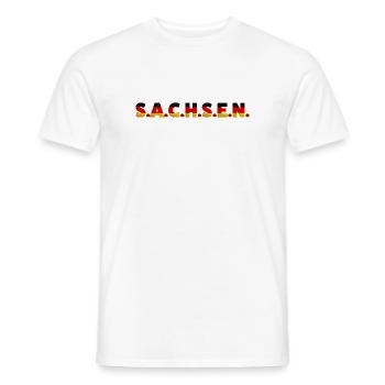 Saxony Germany Dresden Leipzig Flag German - Men's T-Shirt - white - Front - AI Model Male 178 dark (178cm)