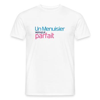 Menuisier / Menuiserie / Bois / Charpentier - T-shirt homme - blanc - Devant - AI Model Male 178 dark (178cm)