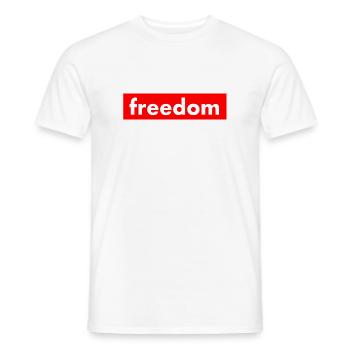 FREEDOM - Men's T-Shirt - white - Front - AI Model Male 178 dark (178cm)