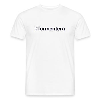 FORMENTERA Spanien Espagne Hashtag - T-shirt homme - blanc - Devant - AI Model Male 178 dark (178cm)