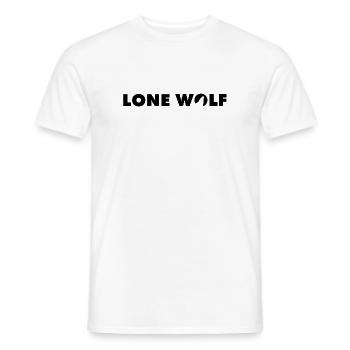 Wolf Lonewolf Schrifzug in schwarz - Männer T-Shirt - Weiß - Vorne - AI Model Male 178 dark (178cm)