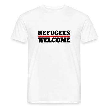 refugees welcome - T-shirt homme - blanc - Devant - AI Model Male 178 dark (178cm)