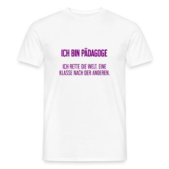 Ich bin Pädagoge - ich rette die Welt - Männer T-Shirt - Weiß - Vorne - AI Model Male 178 dark (178cm)