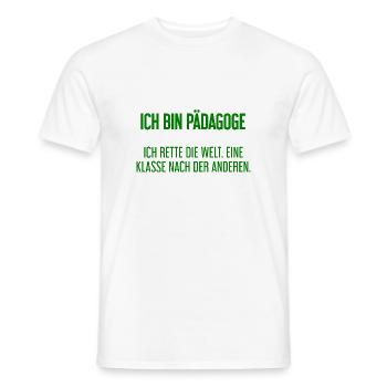 Ich bin Pädagoge - ich rette die Welt - Männer T-Shirt - Weiß - Vorne - AI Model Male 178 dark (178cm)