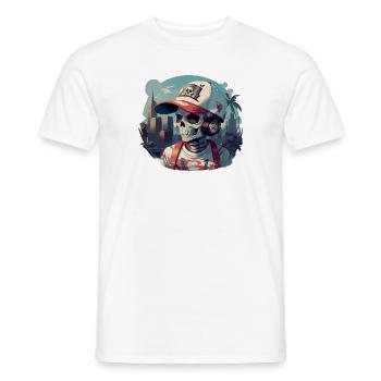 Urban Skull avec casque - T-shirt homme - blanc - Devant - AI Model Male 178 dark (178cm)
