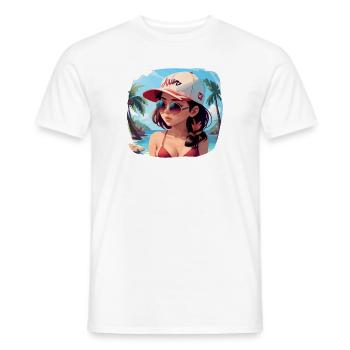 Fille asiatique en bikini - T-shirt homme - blanc - Devant - AI Model Male 178 dark (178cm)