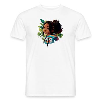 Fille avec des dreads en sweat à capuche coloré - T-shirt homme - blanc - Devant - AI Model Male 178 dark (178cm)