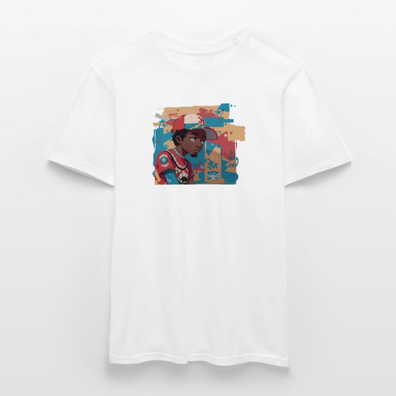 Black Kid devant le mur de graffitis T-shirt homme