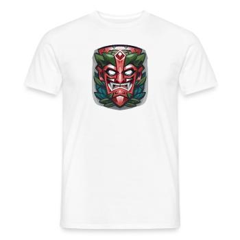 Evil Tiki Mask - Men's T-Shirt - white - Front - AI Model Male 178 dark (178cm)