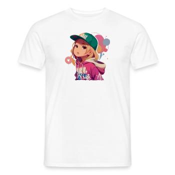 Fille blonde en sweat à capuche - T-shirt homme - blanc - Devant - AI Model Male 178 dark (178cm)