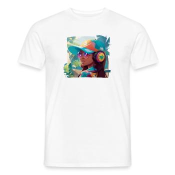 Fille avec des écouteurs - T-shirt homme - blanc - Devant - AI Model Male 178 dark (178cm)