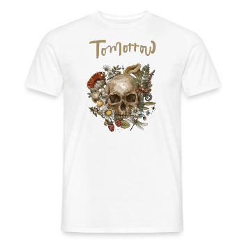 Skull Flowers Graphic Art T-shirt Design - Men's T-Shirt - white - Front - AI Model Male 178 dark (178cm)
