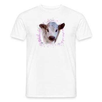 Cow,Cow Baby, Graffiti Painting, Calf - Men's T-Shirt - white - Front - AI Model Male 178 dark (178cm)