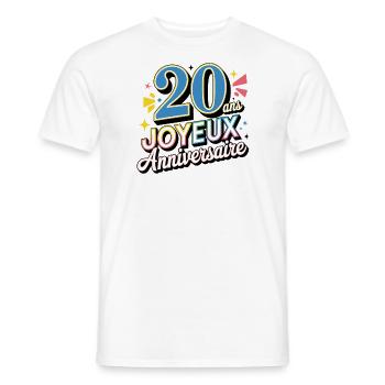 20 ans joyeux anniversaire - T-shirt homme - blanc - Devant - AI Model Male 178 dark (178cm)