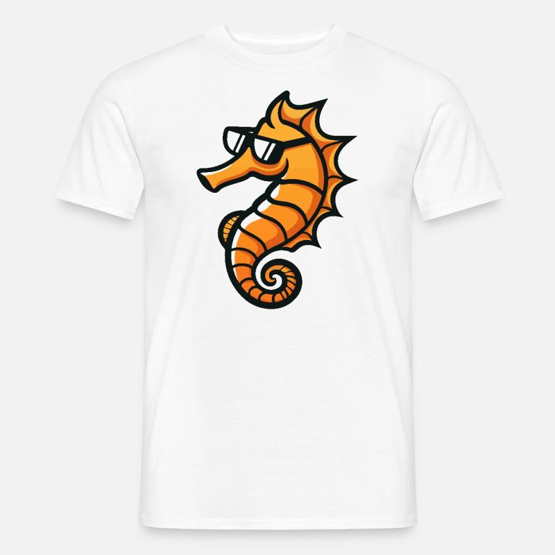 Seepferd Cool Comic - Männer T-Shirt - Weiß
