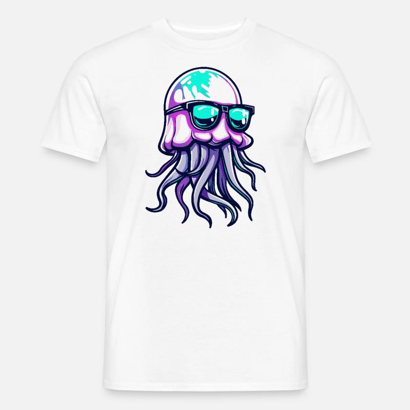 Qualle Cool Comic - Männer T-Shirt - Weiß