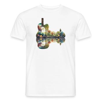 Beautiful Nature Guitar - Men's T-Shirt - white - Front - AI Model Male 178 dark (178cm)