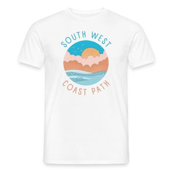 South West Coast Path UK Pilgrimage Coastal Path Hiking - Men's T-Shirt - white - Front - AI Model Male 178 dark (178cm)