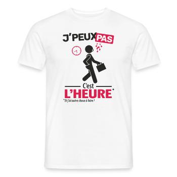 J'peux pas, c'est l'heure - T-shirt homme - blanc - Devant - AI Model Male 178 dark (178cm)
