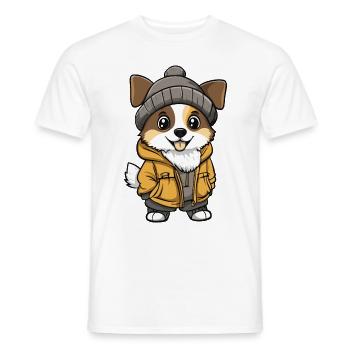 Berger Australien Chien Hiver - T-shirt homme - blanc - Devant - AI Model Male 178 dark (178cm)