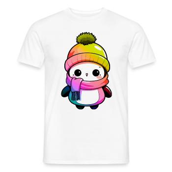 Penguin Winter Animal Colorful Comic - Men's T-Shirt - white - Front - AI Model Male 178 dark (178cm)