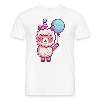 Alpaka Llama Geburtstag Comic - Männer T-Shirt - Weiß - Vorne - AI Model Male 178 dark (178cm)