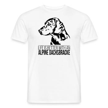 ALPINE DACHSBRACKE la vie est meilleure Chiens Wilsigns - T-shirt homme - blanc - Devant - AI Model Male 178 dark (178cm)