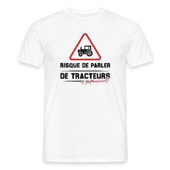 Risque de parler de tracteurs à tout moment - T-shirt homme - blanc - Devant - AI Model Male 178 dark (178cm)