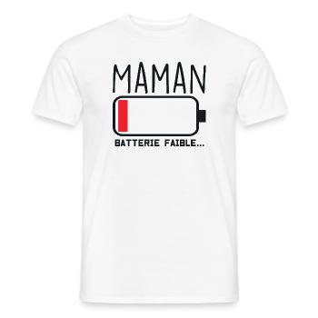 Maman Batterie Faible Mais Qui Résiste - T-shirt homme - blanc - Devant - AI Model Male 178 dark (178cm)