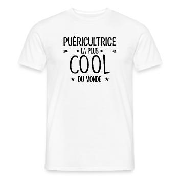puéricultrice / puériculture / enfant / bébé - T-shirt homme - blanc - Devant - AI Model Male 178 dark (178cm)