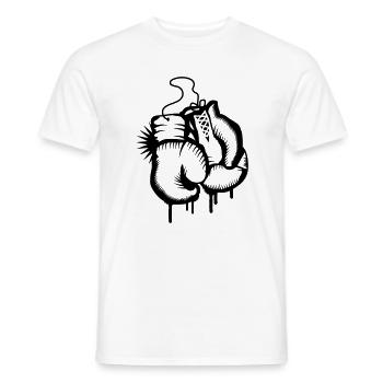 Two boxing gloves in graffiti style - Men's T-Shirt - white - Front - AI Model Male 178 dark (178cm)