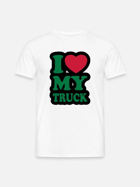 I love my truck - Ich liebe meinen LKW - Männer T-Shirt - Weiß