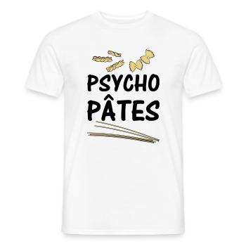 Psycho Pâtes - T-shirt homme - blanc - Devant - AI Model Male 178 dark (178cm)