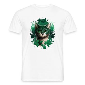 Cat with ivy frame - Men's T-Shirt - white - Front - AI Model Male 178 dark (178cm)