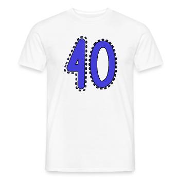 40. 40 JAAR. 40-jarig jubileum. 40 JARIG JUBILEUM. - Heren T-shirt - wit - Voor - AI Model Male 178 dark (178cm)