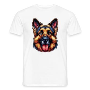 Duitse herdershond - Heren T-shirt - wit - Voor - AI Model Male 178 dark (178cm)