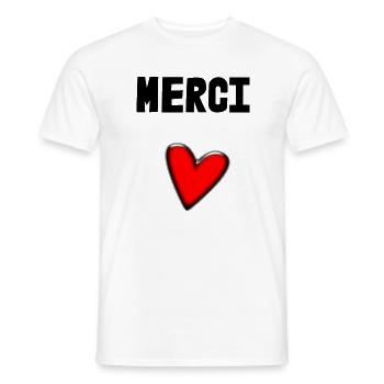 MERCI. MAÎTRESSE. MAÎTRE. MERCI MAÎTRESSE - T-shirt homme - blanc - Devant - AI Model Male 178 dark (178cm)