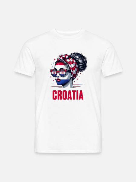 Stylisches Kroatien Girl: Retro Chic mit modernem Twist - Männer T-Shirt - Weiß