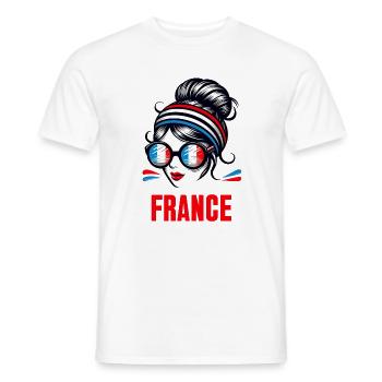 Stylisches France Girl: Retro-Chic mit modernem Twist - Männer T-Shirt - Weiß - Vorne - AI Model Male 178 dark (178cm)