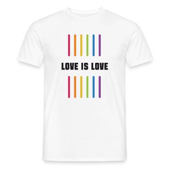 Mois de la fierté LGBT - Love is Love - T-shirt homme - blanc - Devant - AI Model Male 178 dark (178cm)
