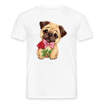 Pug Dog - Men's T-Shirt - white - Front - AI Model Male 178 dark (178cm)