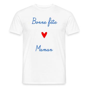 MOTHER'S DAY. HAPPY MOTHER'S DAY. MOM - Men's T-Shirt - white - Front - AI Model Male 178 dark (178cm)