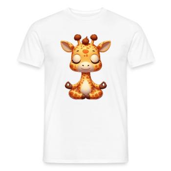 Cute Giraffe Yoga Meditation Relaxation Cartoon - Men's T-Shirt - white - Front - AI Model Male 178 dark (178cm)