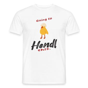 Handel-Design mit Huhn und Humor - Männer T-Shirt - Weiß - Vorne - AI Model Male 178 dark (178cm)