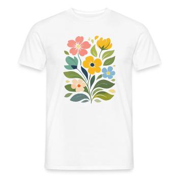Bunte Blumen Illustration Florales Naturmotiv   - Männer T-Shirt - Weiß - Vorne - AI Model Male 178 dark (178cm)