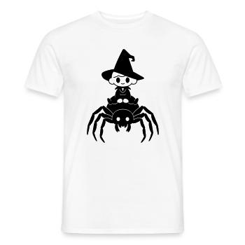 Cute Witch Rides Spider Halloween Motif - Men's T-Shirt - white - Front - AI Model Male 178 dark (178cm)