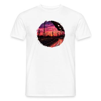 Sunset on the platform - Men's T-Shirt - white - Front - AI Model Male 178 dark (178cm)